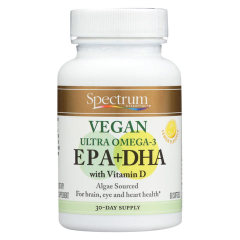 Spectrum Essentials Vegan Ultra Omega - 3 Epa And Dha Capsules - Case Of 1 - 60 Soft Gels