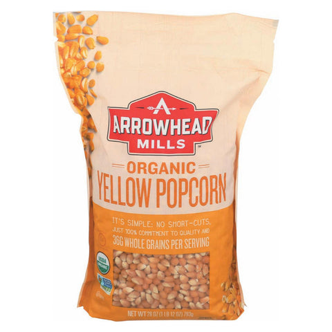 Arrowhead Mills Organic Popcorn - Yellow - Case Of 6 - 28 Oz.