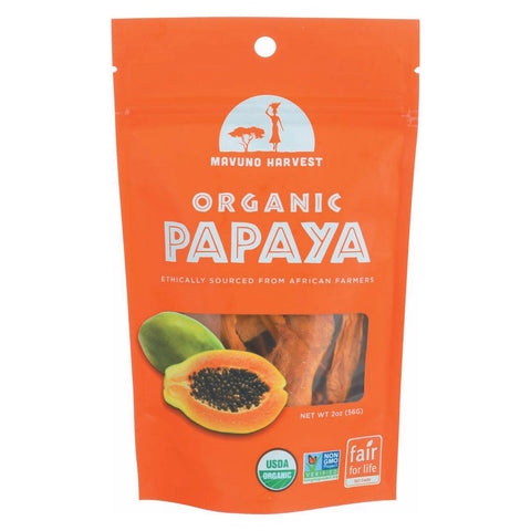 Mavuno Harvest Organic Dried Fruits - Papaya - Case Of 6 - 2 Oz.
