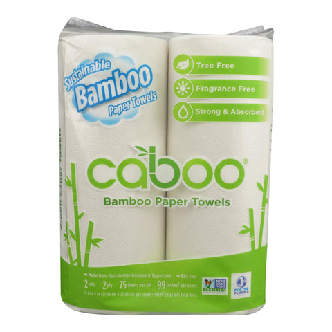 Caboo Bamboo And Sugarcane Paper Towels  - Case Of 20 - 2 Pk