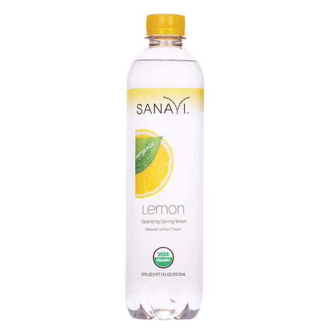 Sanavi Sparkling Spring Water - Organic Lemon - Case Of 12 - 17 Fl Oz.