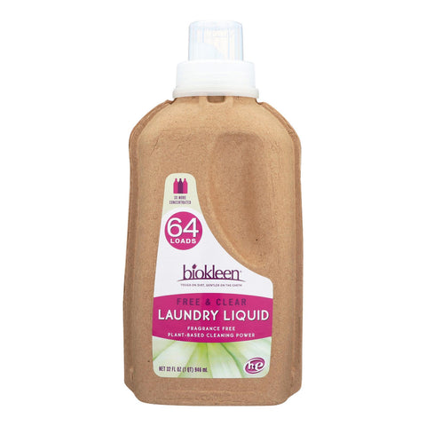 Biokleen Laundry Liquid - Free And Clear - Bio - 32 Oz - Case Of 6