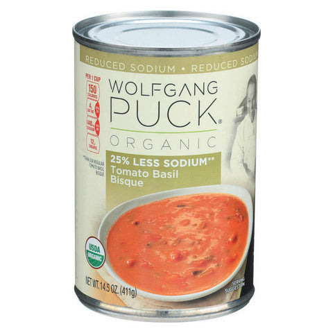 Wolfgang Puck Organic Soup - Reduced Sodium Tomato Basil Bisque - Case Of 12 - 14.5 Oz