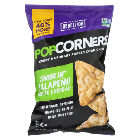 Our Little Rebellion Chips - Smokin Jalapeno - White Cheddar - Case Of 12 - 7 Oz
