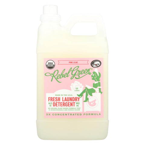 Rebel Green - Fresh Laundry Detergent - Pink Lilac - Case Of 4 - 64 Fl Oz.