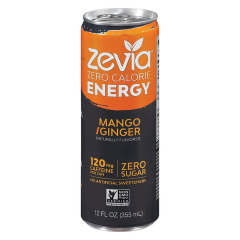 Zevia Zero Calorie Energy Drink - Mango-ginger - Case Of 12 - 12 Fl Oz