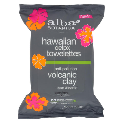 Alba Botanica Hawaiian Towelettes - Detox - Case Of 3 - 30 Count