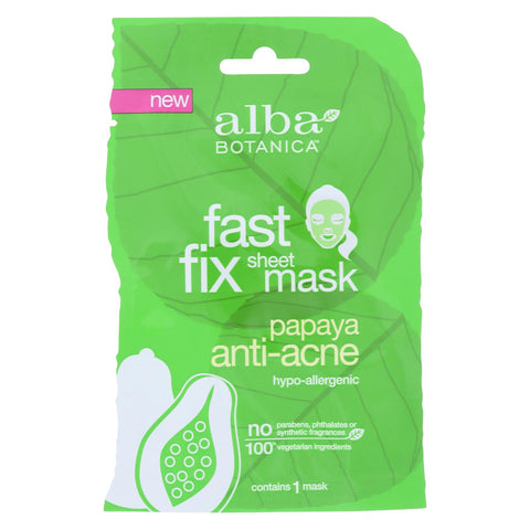 Alba Botanica Fast Fix Sheet Masks - Papaya Anti- Acne - Case Of 8 - 1 Count
