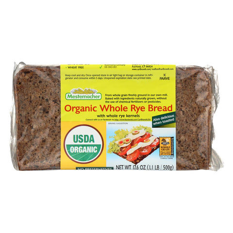 Mestemacher's Organic Whole Rye Bread  - Case Of 12 - 17.6 Oz