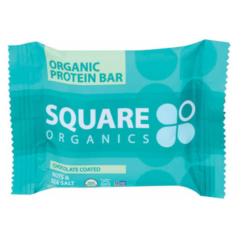 Square Organics Organic Protein Bar - Chocolate Coated Nuts & Sea Salt - Case Of 12 - 1.6 Oz
