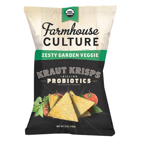 Farmhouse Culture Organic Probiotic Kraut Krisps - Zesty Garden Veggie - Case Of 12 - 5 Oz