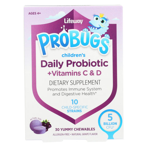 Lifeway Kefir Probugs Children's Daily Probiotic - Vitamins C & D - Grape - 30 Count