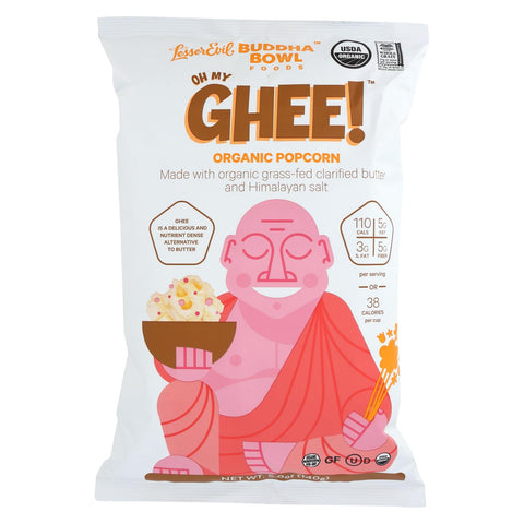 Lesser Evil Popcorn - Oh My Ghee - Case Of 12 - 5 Oz.