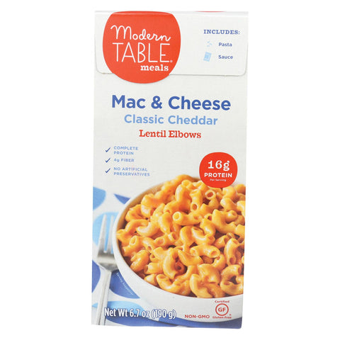 Modern Table Lentil Elbow Mac & Cheese - Classic Cheddar - Case Of 6 - 6.7 Oz