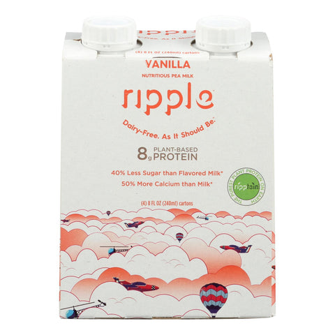 Ripple Foods Ripple Aseptic Vanilla, Plant Based With Pea Protein  - Case Of 4 - 4-8 Fz