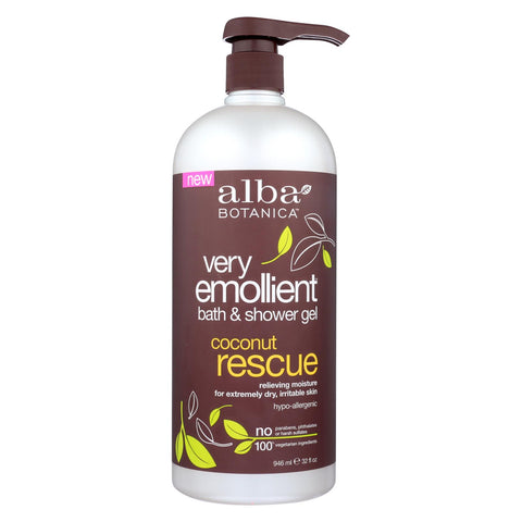 Alba Botanica Very Emollient Bath & Shower Gel - Coconut Rescue - 32 Fl Oz