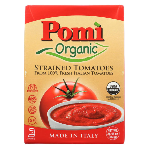 Pomi Organic Strained Tomatoes  - Case Of 12 - 26.46 Oz