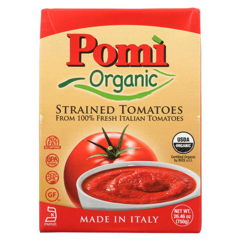Pomi Organic Strained Tomatoes  - Case Of 12 - 26.46 Oz