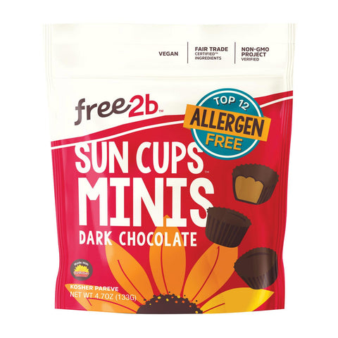Free 2 B Sun Cups - Mini - Dark Chocolate - Case Of 6 - 4.2 Oz