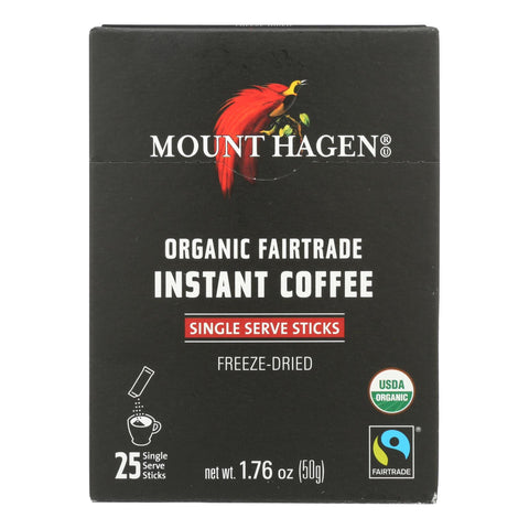 Mount Hagen - Organic Fairtrade Instant Coffee, 25 Single Serve Sticks 25ct - Case Of 8 - 1.76 Oz