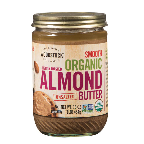 Woodstock Organic Almond Butter - Lightly Toasted - Unsalted - 16 Oz.