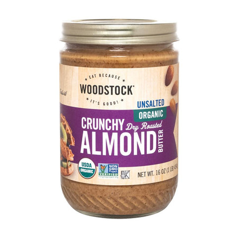 Woodstock Organic Almond Butter - Crunchy - Unsalted - 16 Oz.