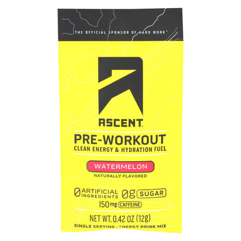 Ascent Native Fuel Watermelon Energy Drink Mix, Watermelon - Case Of 15 - .42 Oz