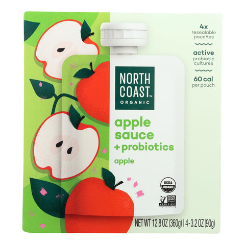 North Coast Organic Apple Sauce + Probiotics - Case Of 6 - 4-3.2 Oz