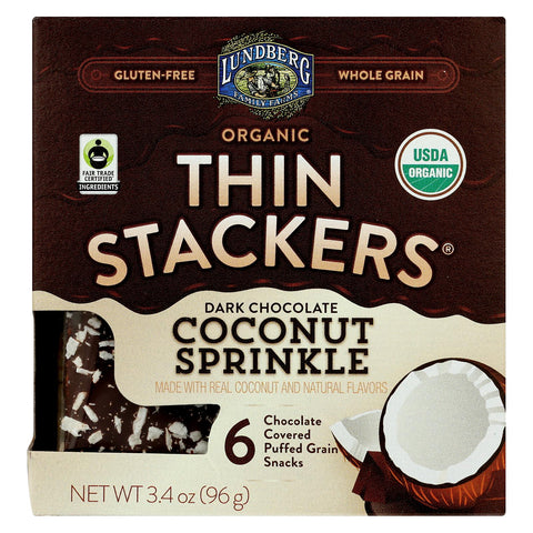 Lundberg Family Farms - Stackers Dark Chocolate Coconut - Case Of 6 - 3.4 Oz
