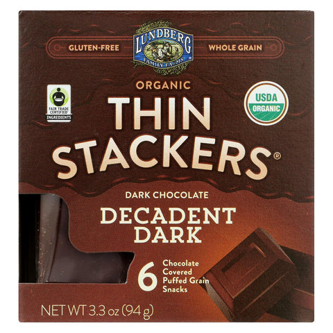 Lundberg Family Farms - Stackers Dark Chocolate - Case Of 6 - 3.3 Oz