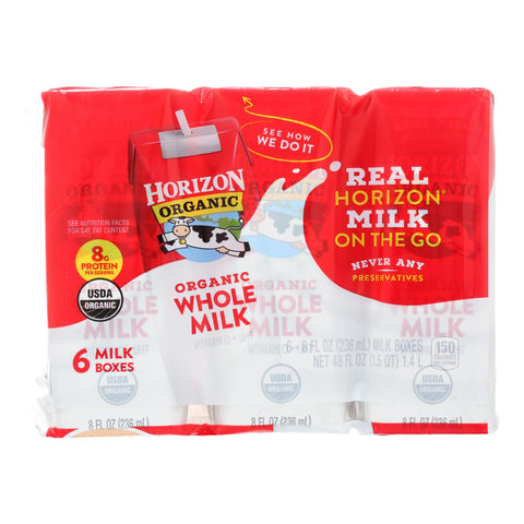 Horizon Organic Dairy - Milk Asptc Plain Whole - Case Of 3 - 6-8 Fz