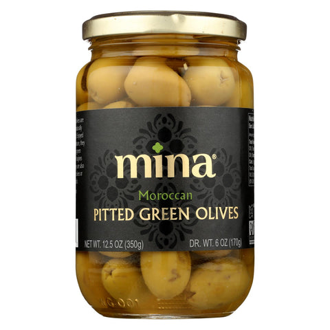 Mina - Olives Green Pitted - Case Of 6 - 12.5 Oz